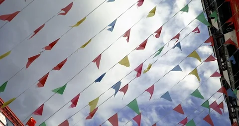 Buddhist Tibetan prayer flags in Lhasa Stock Footage 112292408
