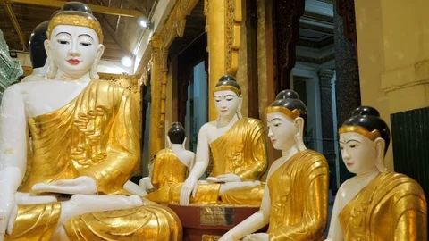 Buddhistic statue at Shwedagon pagoda. Stock Footage 109794053