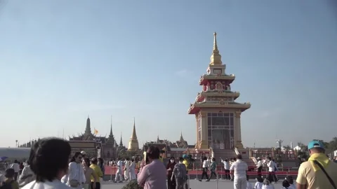 Buddhists and devotees gather to pay homage to the Buddha's sacred tooth relic Stock Footage 297524665