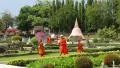 Buddhists on excursion in Mini Siam park in Pattaya, Thailand HD Footage