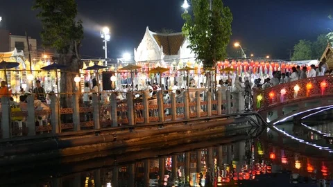 Buddhists praying in temple during New Year Eve Stock Footage 107925561
