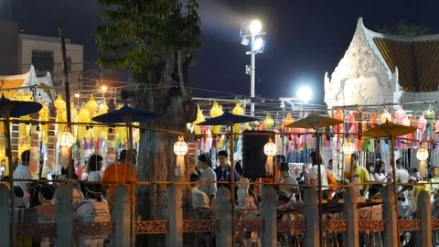 Buddhists praying in temple during New Year Eve Stock Footage 107926062