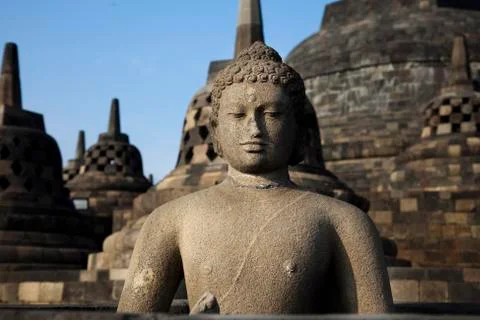 Buddist temple Borobudur, Yogyakarta, Java, Indonesia Stock Photos