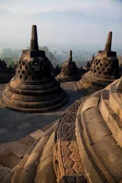 Buddist temple Borobudur, Yogyakarta, Java, Indonesia Stock Photos