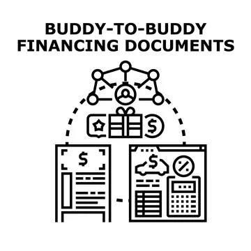 Buddy to buddy financing agreement for personal lending documents Stock Illustration