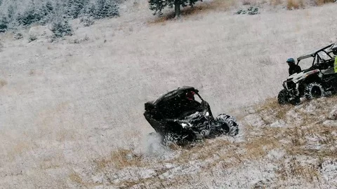 Buddy Drifting on the hill in snow Stock Footage 127467478