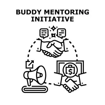 Buddy mentoring initiative concept vector illustration Stock Illustration