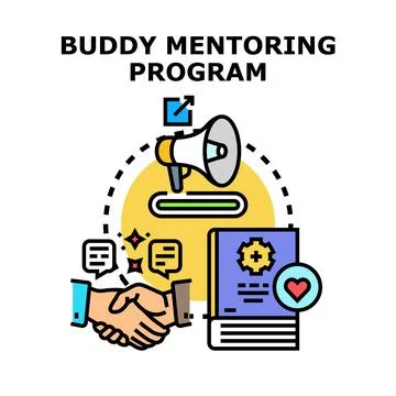 Buddy mentoring program concept with partnership support Stock Illustration