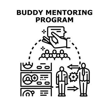 Buddy mentoring program supporting professional development concept 스톡 일러스트