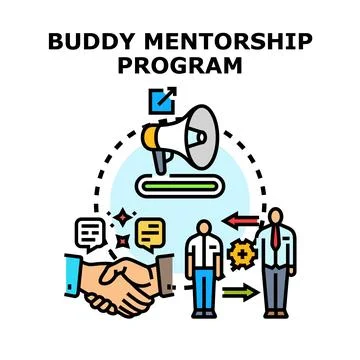 Buddy mentorship program enabling business education growth Illustration