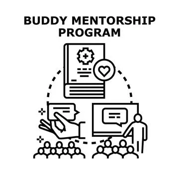 Buddy mentorship program offering guidance and support Ilustração Stock