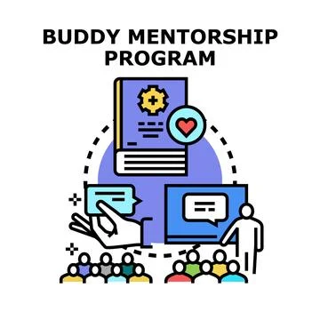Buddy mentorship program offering guidance and support Illustration
