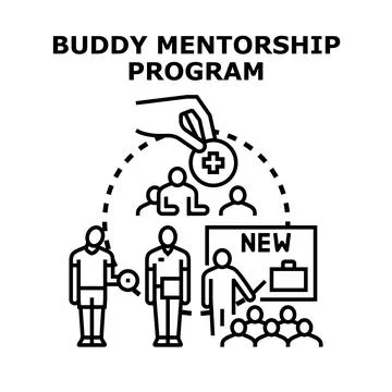 Buddy mentorship program offering new employee guidance Illustration
