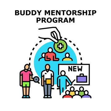Buddy mentorship program offering new employee guidance 스톡 일러스트