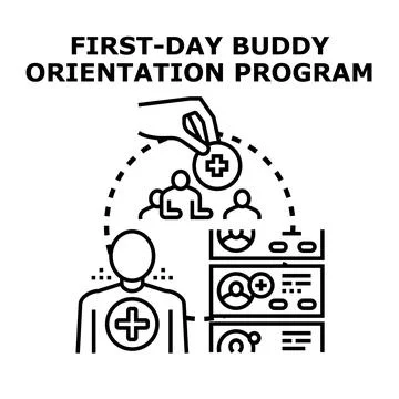 Buddy orientation program onboarding new employees Stock Illustration