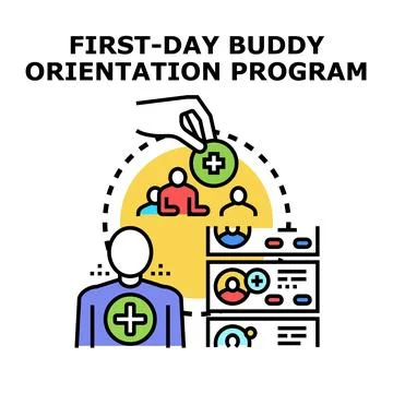 Buddy orientation program onboarding new employees Stock Illustration