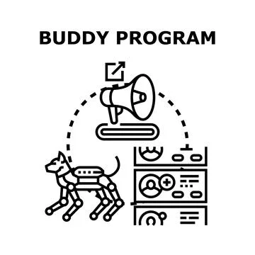Buddy program digital mentorship scheme concept Stock Illustration