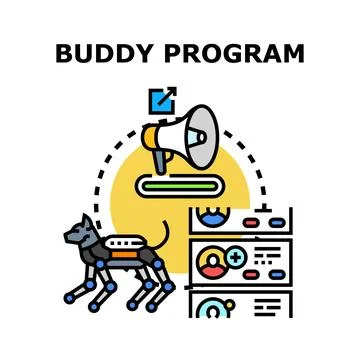 Buddy program digital mentorship scheme concept Stock Illustration