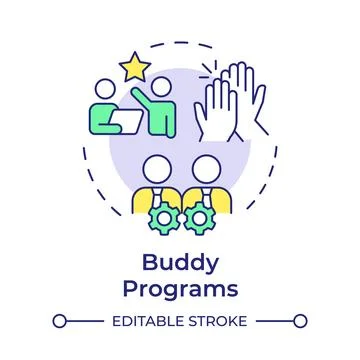 Buddy program multi color concept icon Stock Illustration