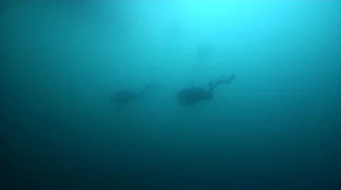 Buddy team of scuba divers descending on sand in Australia, HD, UP32103 Stock Footage 61898434