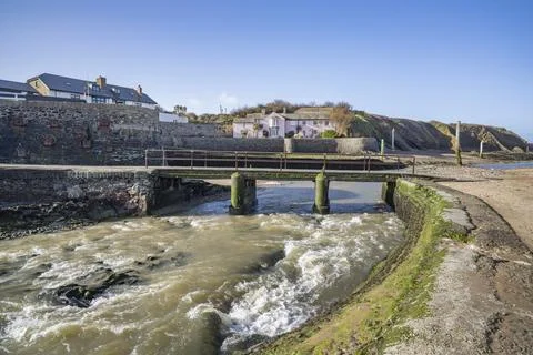 Bude beach bridge access Foto stock