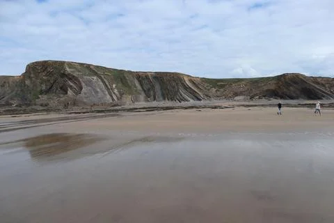 Bude Cliffs with the beach and sky Stock Photos