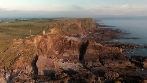 Bude, Cornwall - Compass Point Storm Tower - Drone Tour Aerial Video Stock Footage 293811626