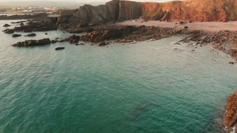 Bude, Cornwall - Compass Point Storm Tower - Drone Tour Aerial Video Stock Footage 293814361
