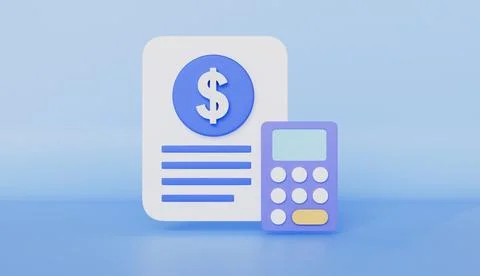 Budged Document and calculator icon symbols, Digital accounting, Financial Illustrazione stock