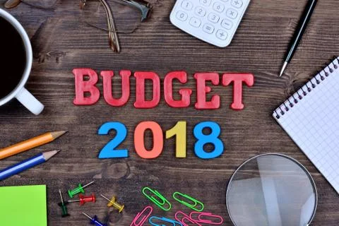 Budget 2018 on table Stock Photos