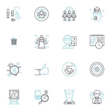 Budget Analysts linear icons set. Forecasting, Budgeting, Financial, Analysis Stock Illustration