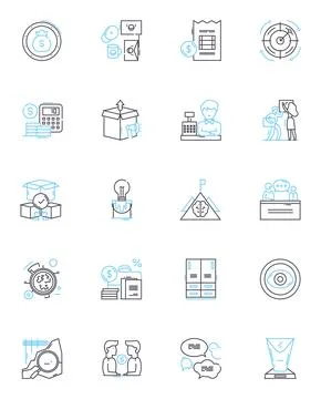 Budget Analysts linear icons set. Forecasting, Budgeting, Financial, Analysis Stock Illustration