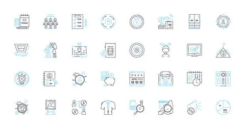Budget Analysts linear icons set. Forecasting, Budgeting, Financial, Analysis Stock Illustration