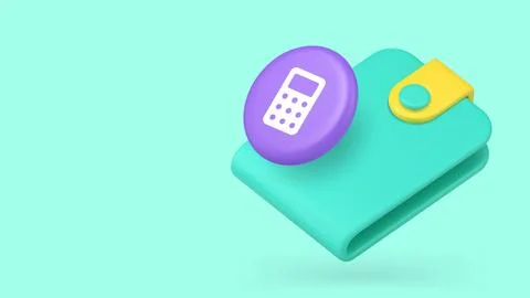 Budget balance calculation accounting analyzing 3d icon banner copy space v.. Stock Illustration