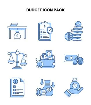 Budget Blue Icons Pack Stock Illustration
