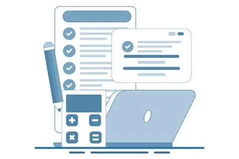 Budget bookkeeping concept. Document. Accounting debit and credit. Stock Illustration