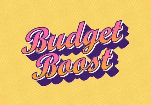 Budget boost retro text on yellow background Stock Illustration