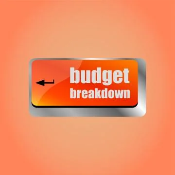 Budget breakdown words on computer pc keyboard Ilustração Stock