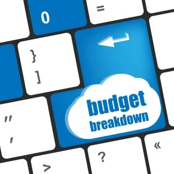 Budget breakdown words on computer pc keyboard Ilustração Stock