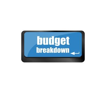 Budget breakdown words on computer pc keyboard Ilustração Stock
