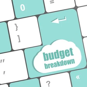 Budget breakdown words on computer pc keyboard Ilustração Stock