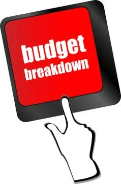 Budget breakdown words on computer pc keyboard Ilustração Stock