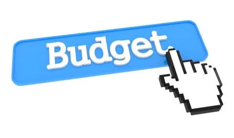 Budget Button with Hand Cursor. Stock Illustration