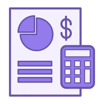 Budget Color Icon. Vector Document Icon with Budget Plan and Calculator. Bu.. 스톡 일러스트