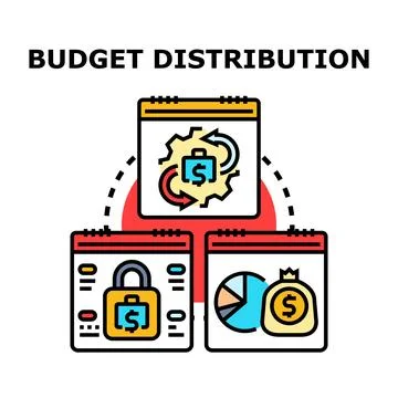 Budget distribution planning process and management concept Illustrazione stock