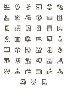 Budget Exclusive Vector Set featuring 45 Bold Line Pixel Optimized 64x64 Icon Stockillustratie