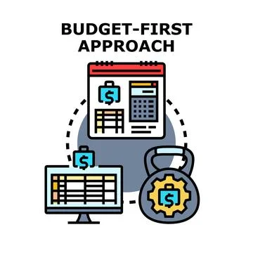 Budget first approach planning future financial goals Stock Illustration