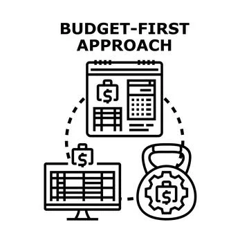 Budget first approach planning future financial goals Stock Illustration