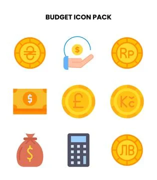 Budget Flat Bundle Icons Pack Stock Illustration
