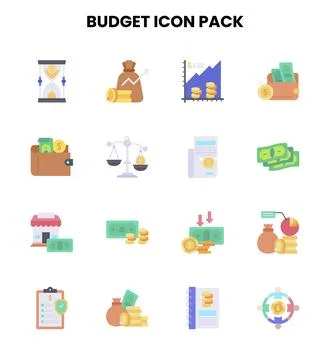 Budget Flat Bundle Icons Pack Stock Illustration
